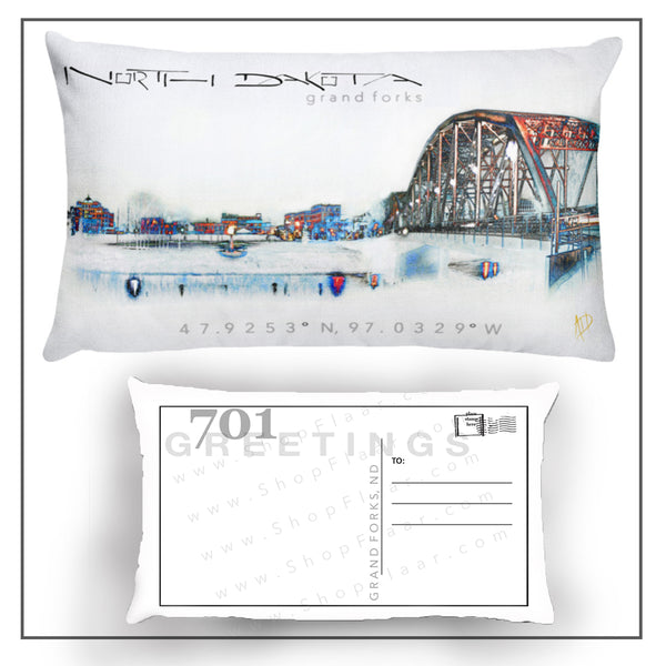 Grand Forks Postcard Pillow